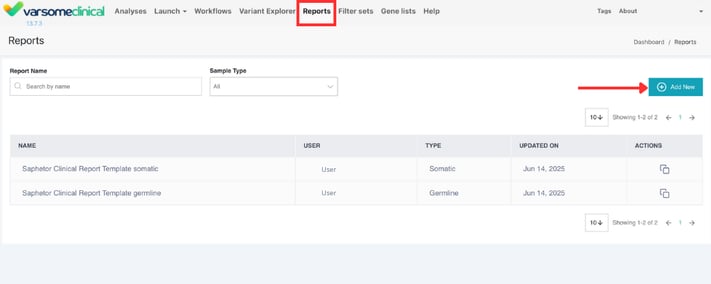 Reports Screenshots open
