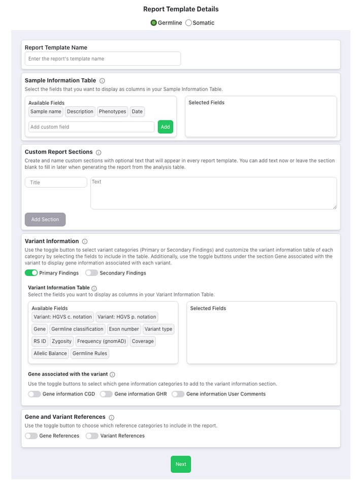 report template details